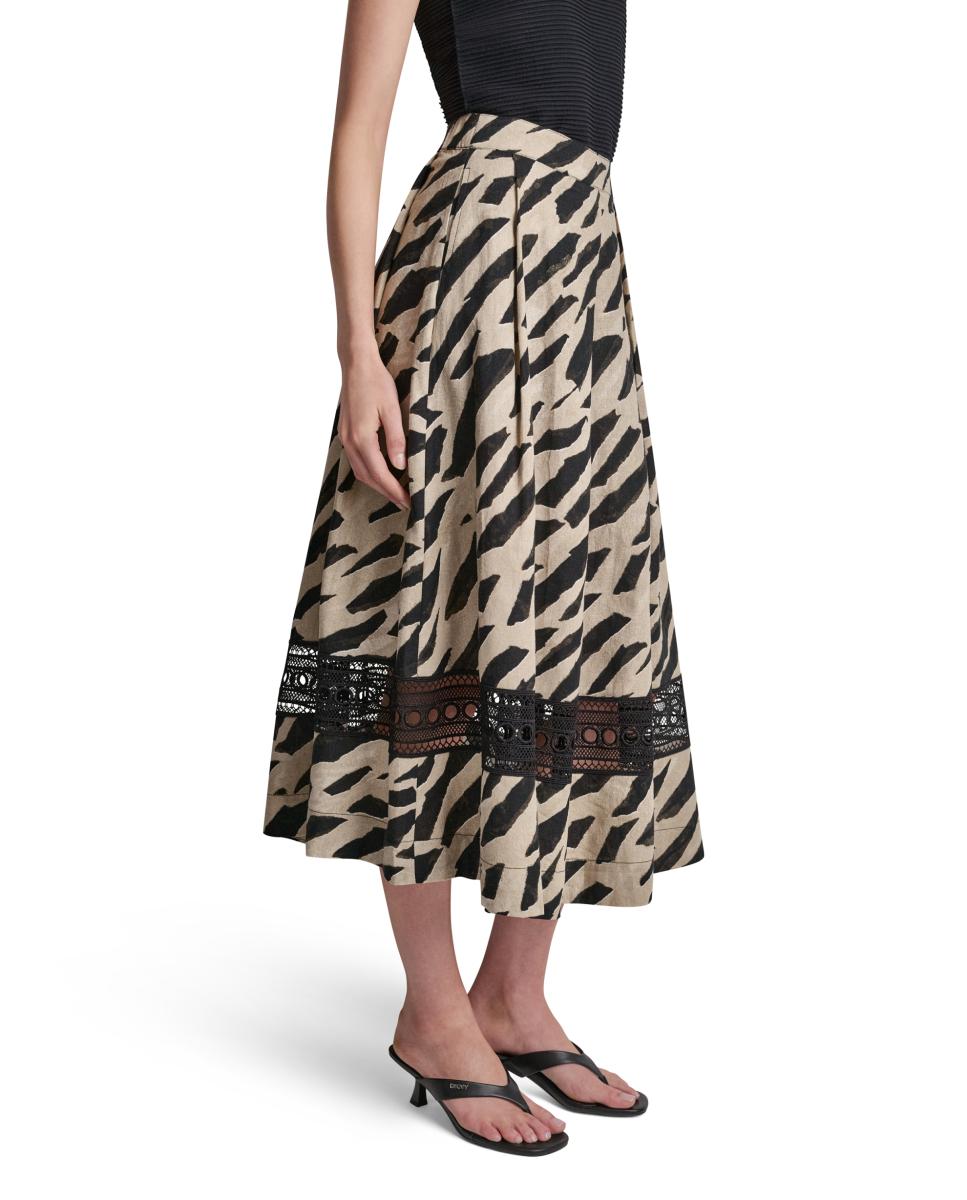 Saia Midi com Pinças e Roda Multicolor-5