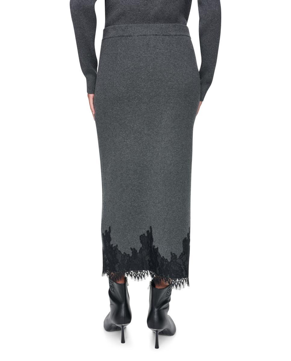 Imagen 2 de Falda midi con detalle de encaje - DKNY - Gris oscuro Gris oscuro