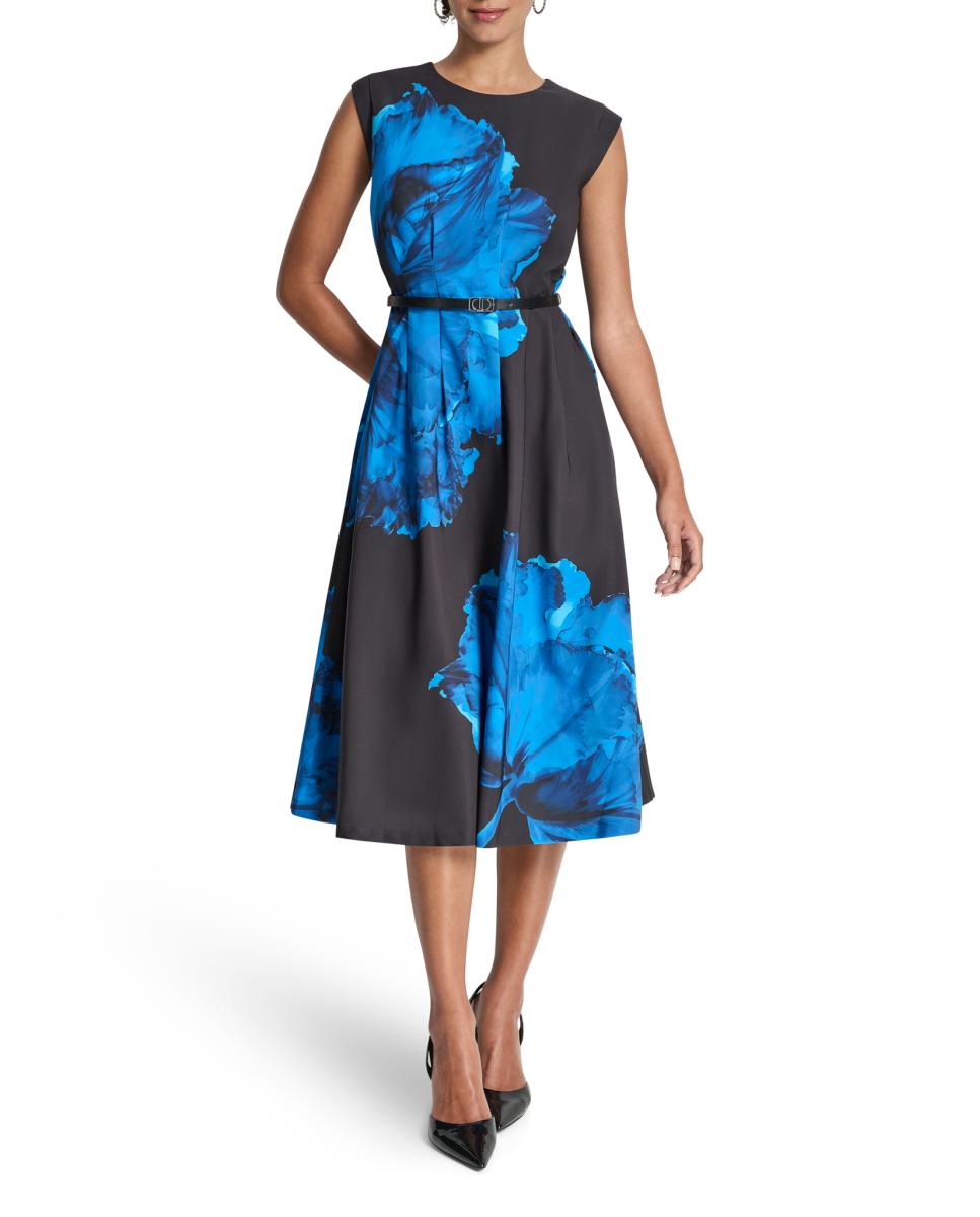 Vestido midi com estampado floral Multicolor-2