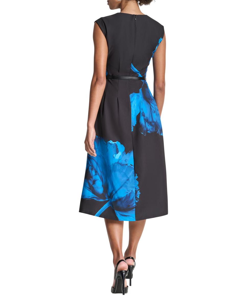 Vestido midi com estampado floral Multicolor-4