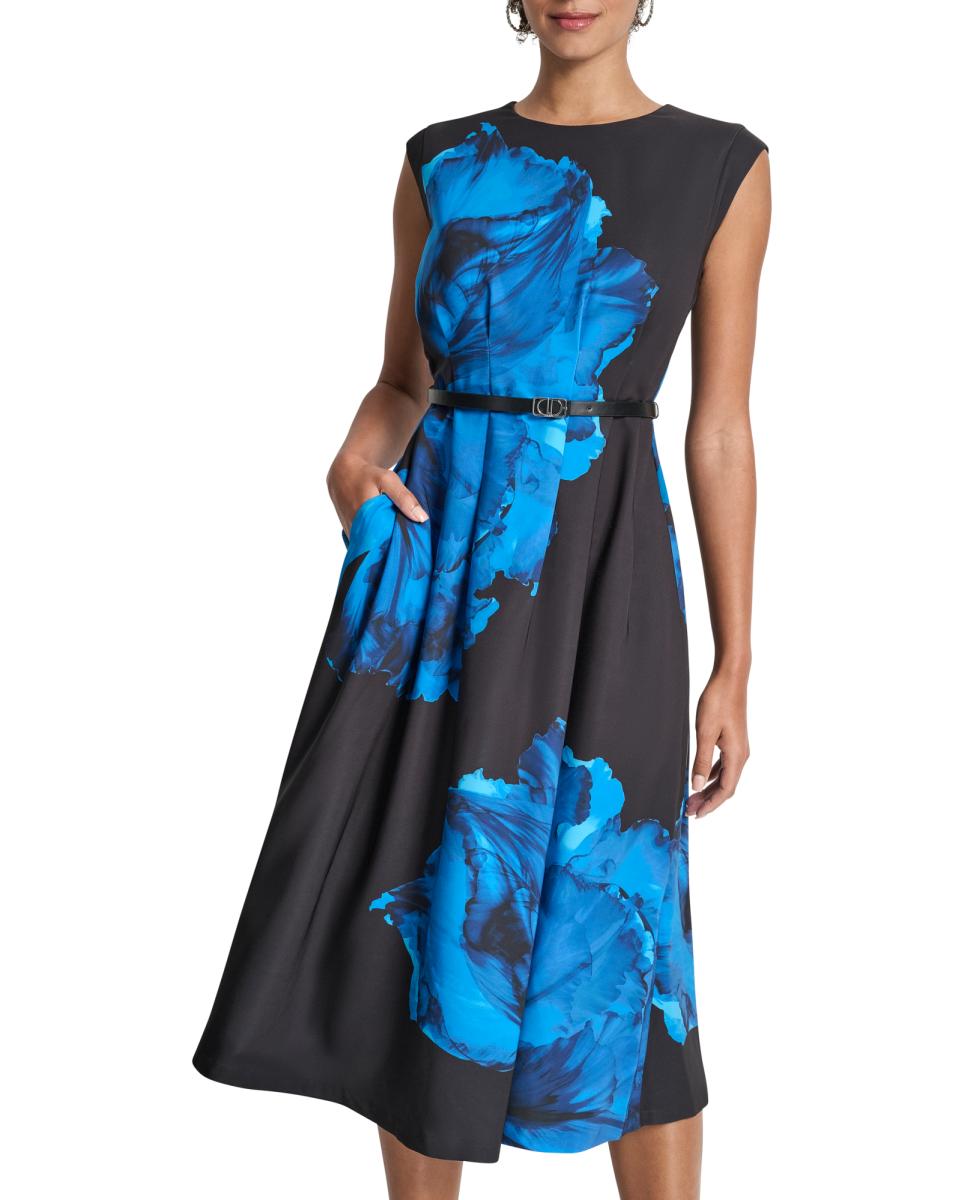 Vestido midi com estampado floral Multicolor-5