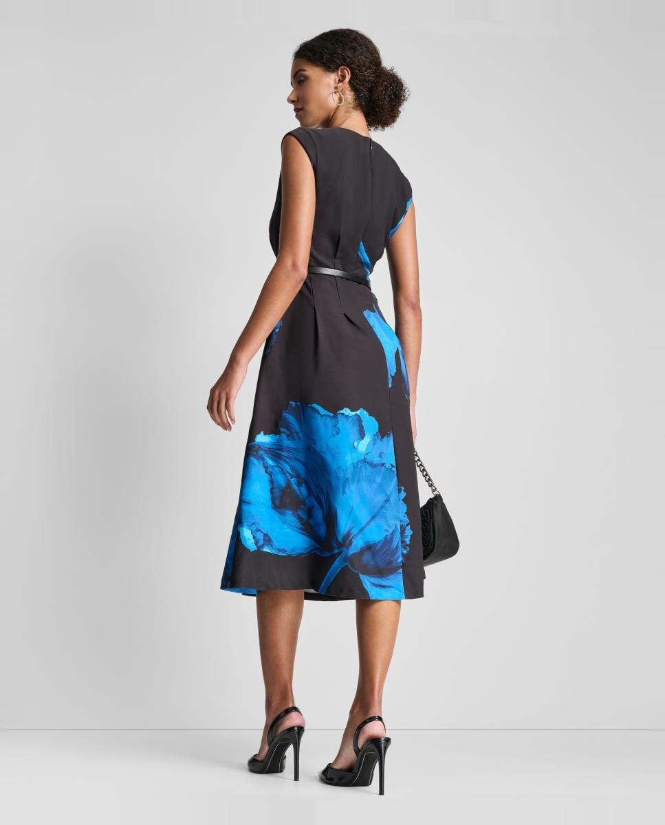 Vestido midi com estampado floral Multicolor-8