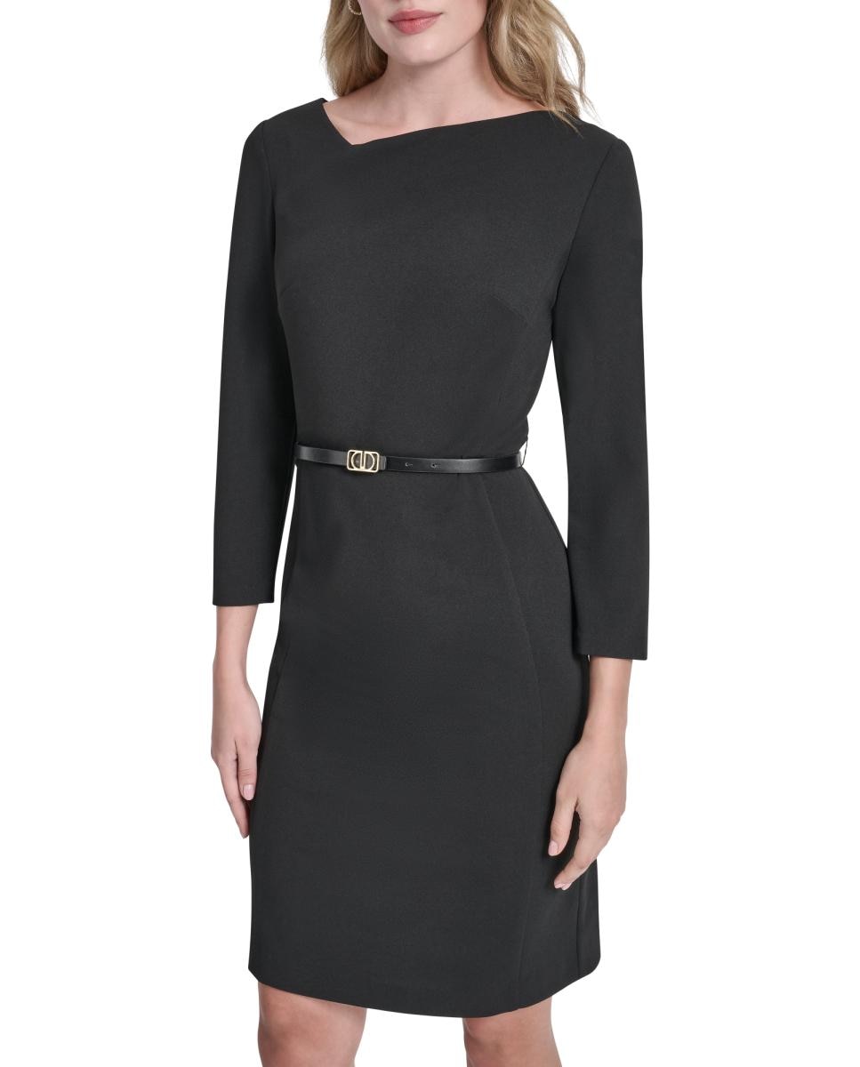 Vestido Mini com Gola Assimétrica Preto-4