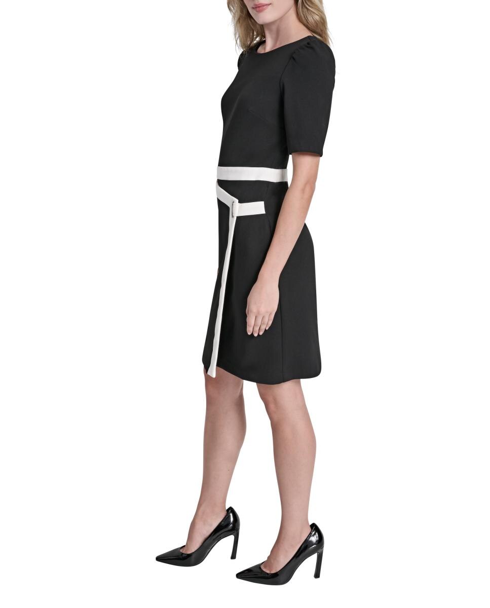 Vestido com Detalhes em Contraste Multicolor-5