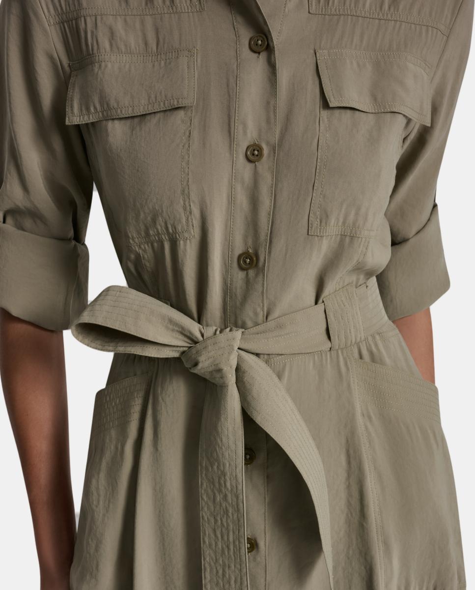Vestido midi de manga comprida Verde-militar-2