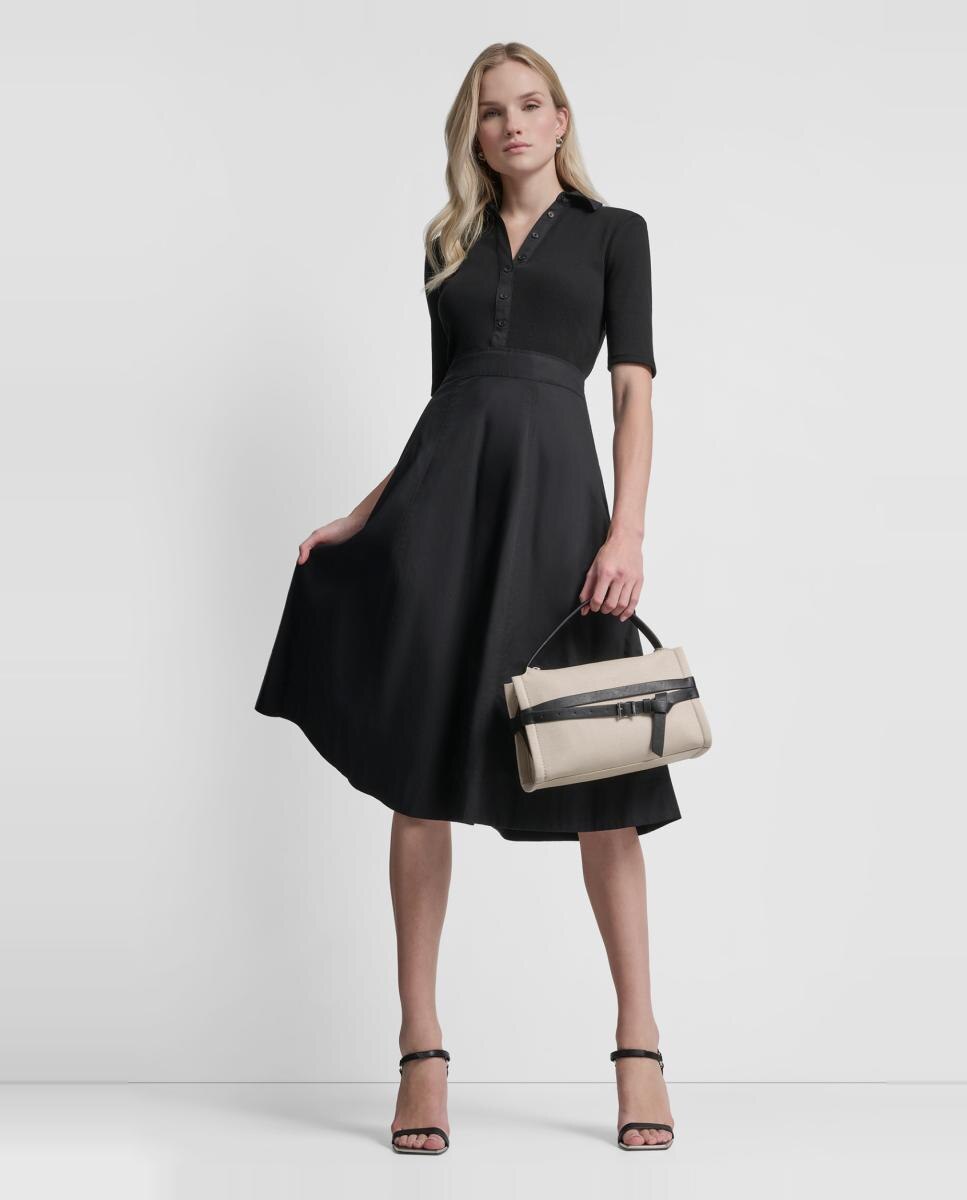 Vestido Midi com Manga 3/4 Preto-3