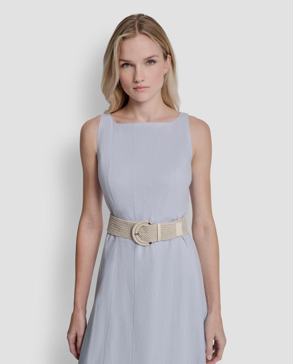 Vestido corto con detalle de cinturón - DKNY - Azul Azul-2