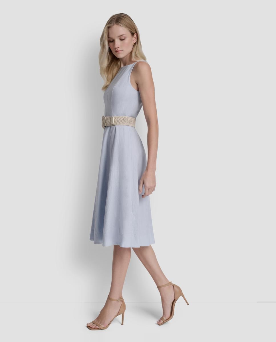 Vestido corto con detalle de cinturón - DKNY - Azul Azul-3