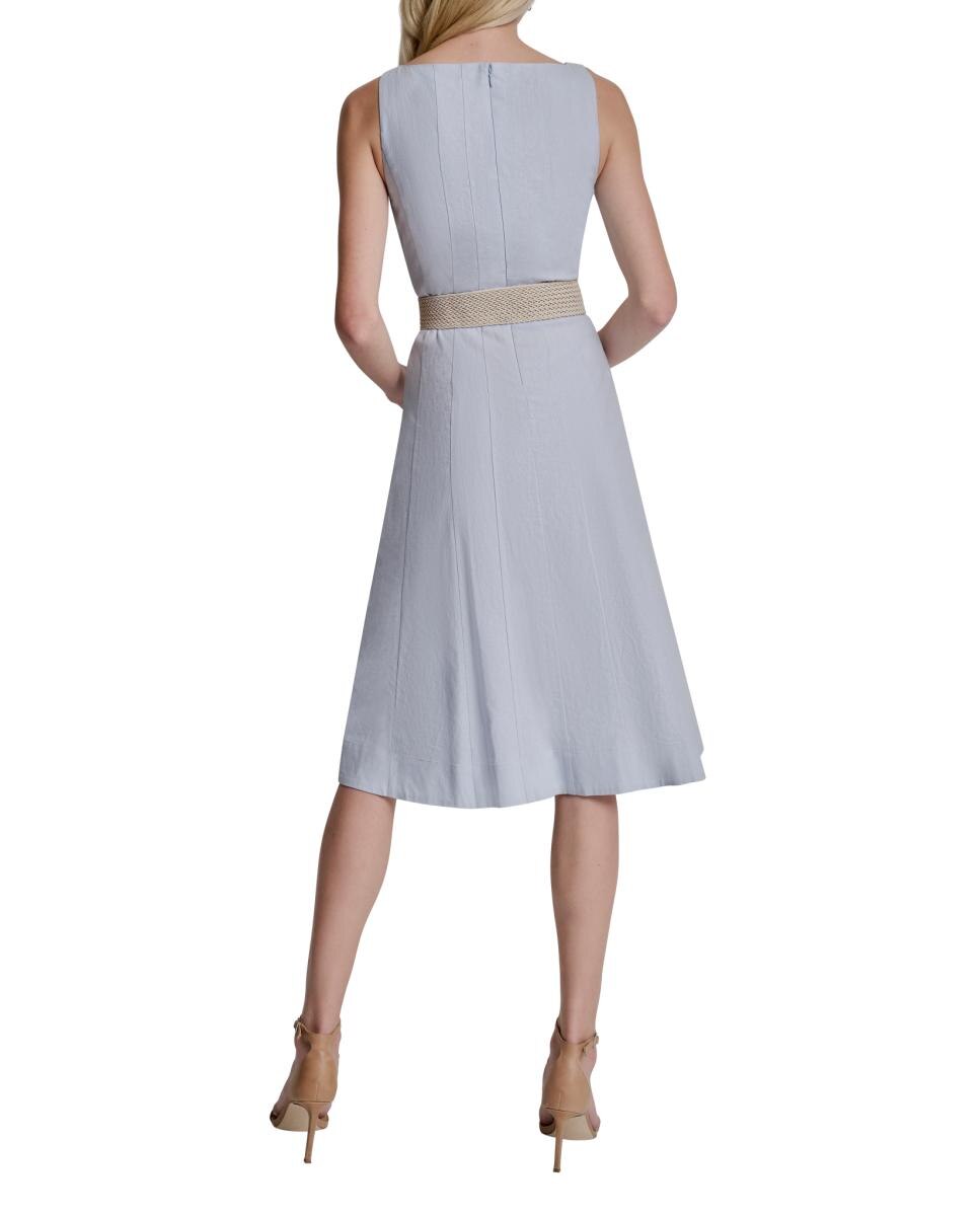 Vestido corto con detalle de cinturón - DKNY - Azul Azul-4
