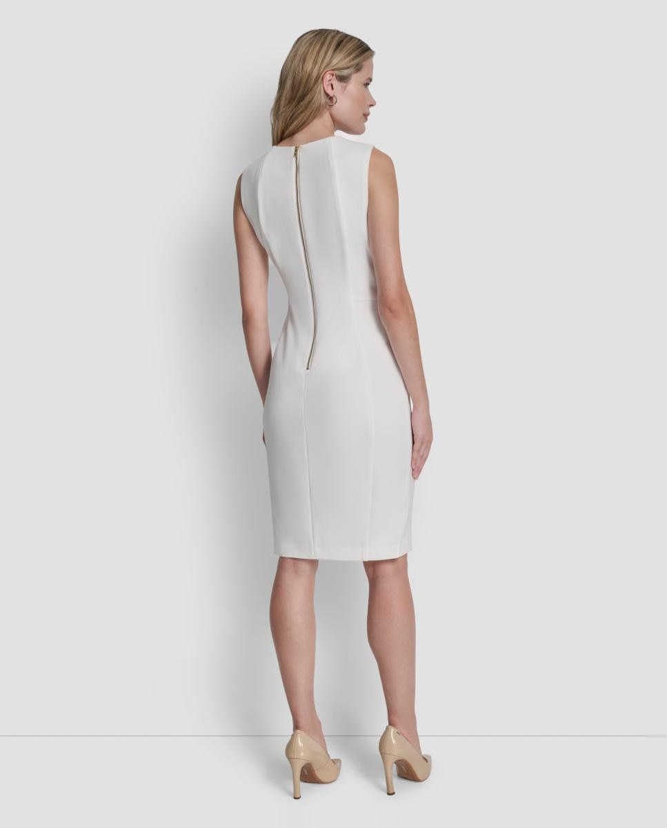 Vestido curto sem mangas Creme-3