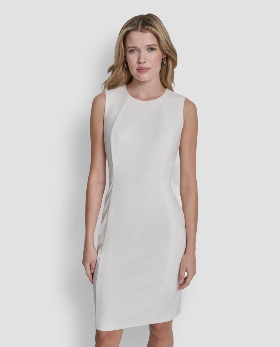 Vestido curto sem mangas Creme-4