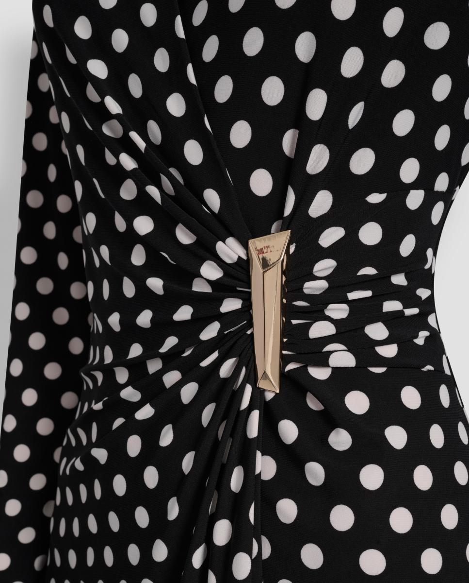 Vestido de Manga Comprida às Bolinhas Preto-2