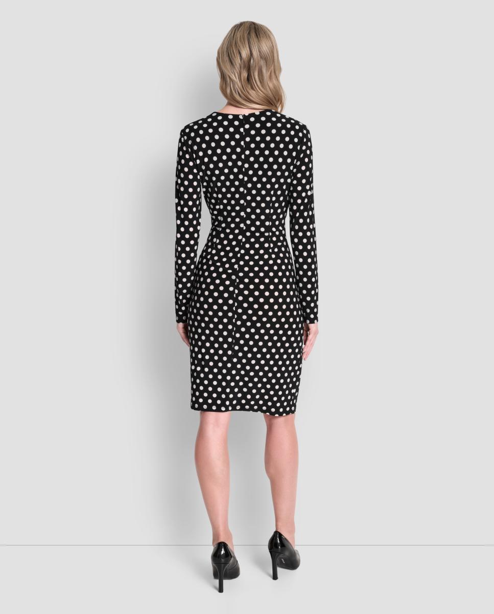 Vestido de Manga Comprida às Bolinhas Preto-3