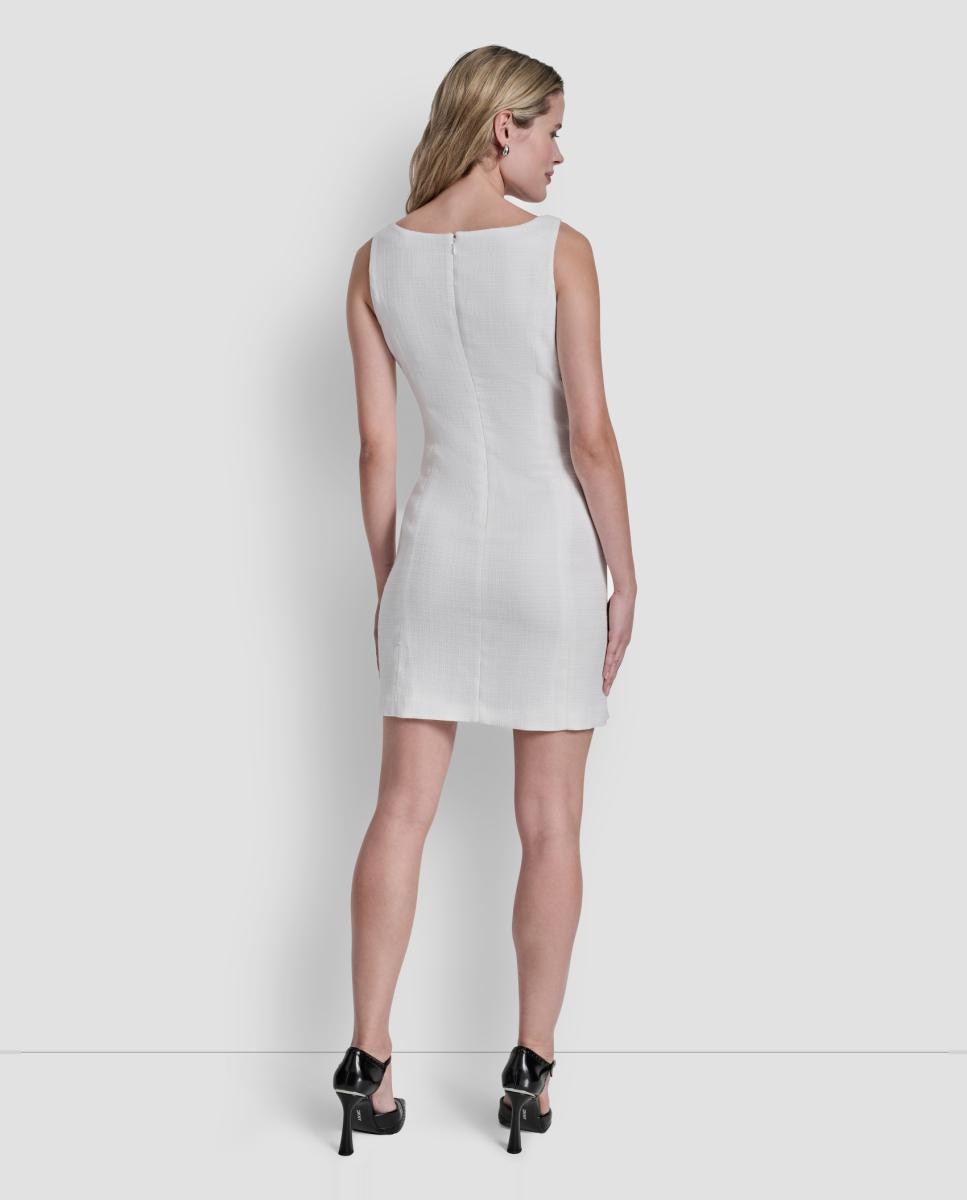 Vestido Mini com Detalhe de Botões Metalizados Branco-4