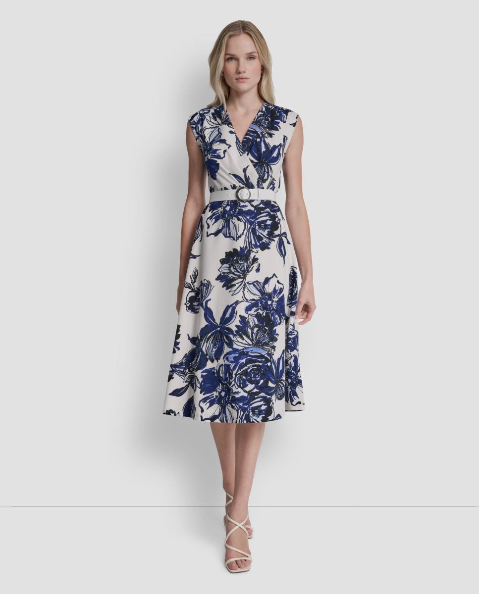 Vestido com estampado floral Azul-3