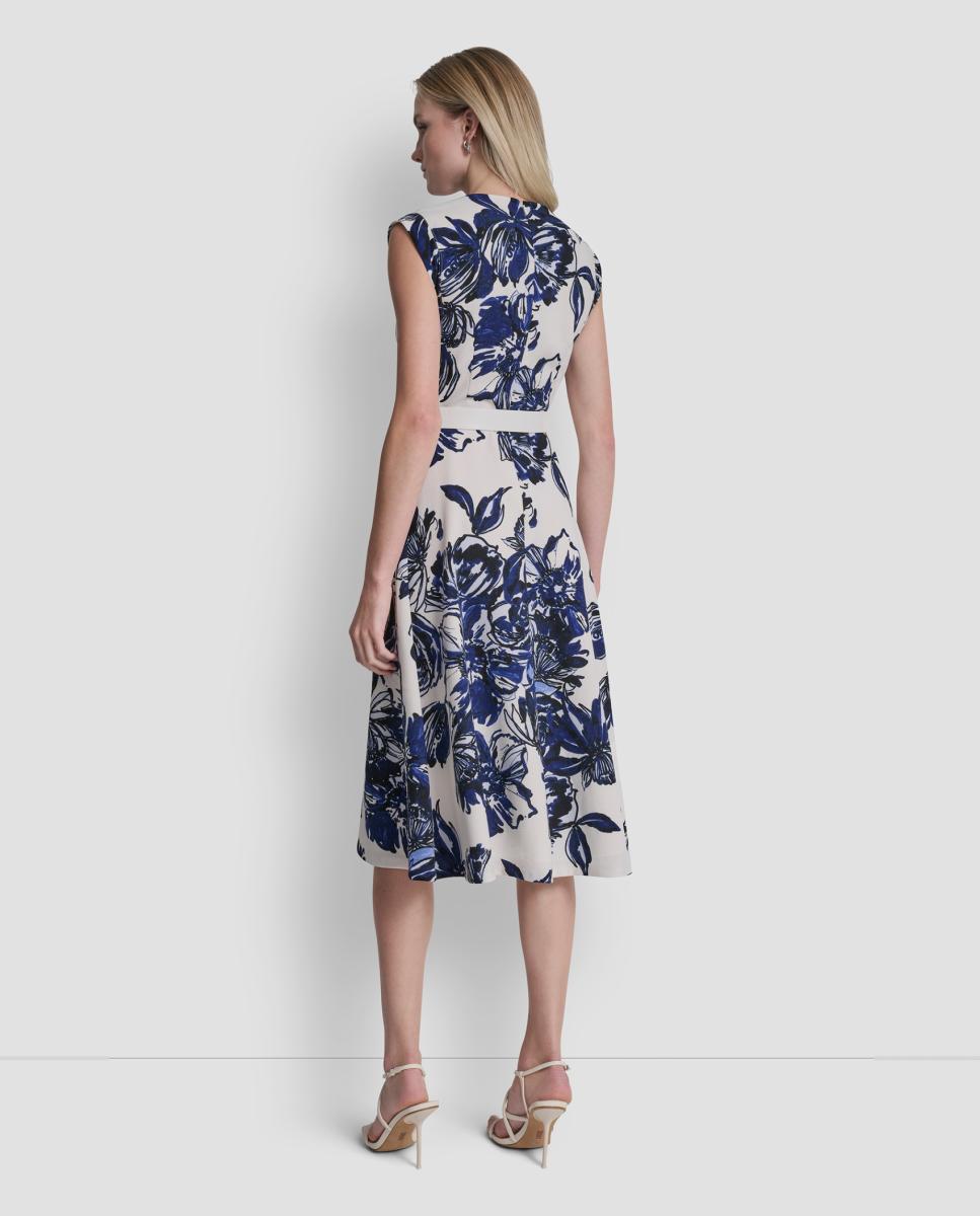 Vestido com estampado floral Azul-5