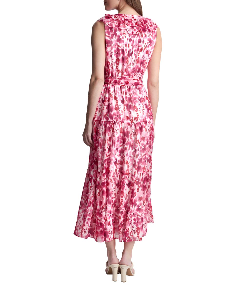 Vestido com Detalhe no Decote Rosa-4