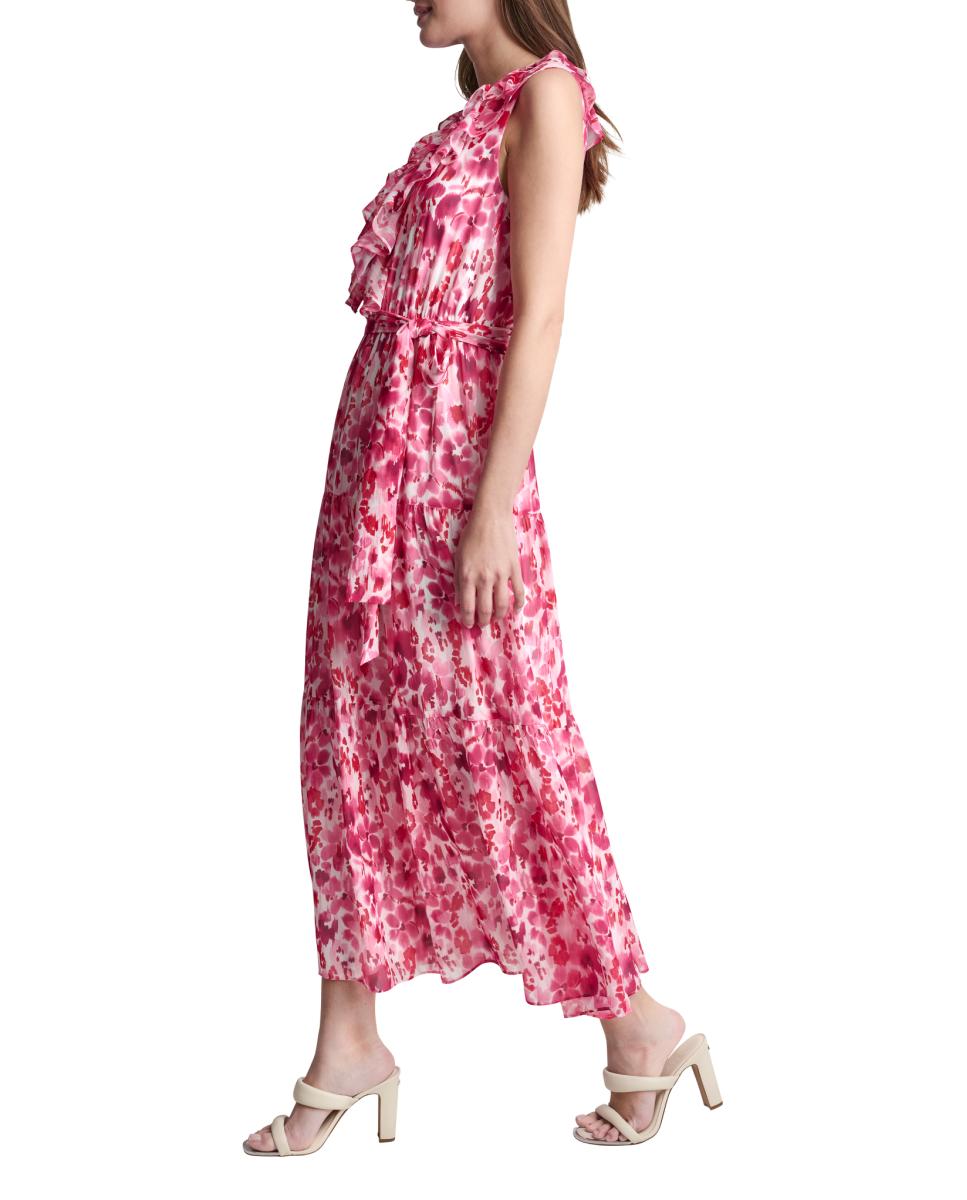 Vestido com Detalhe no Decote Rosa-5