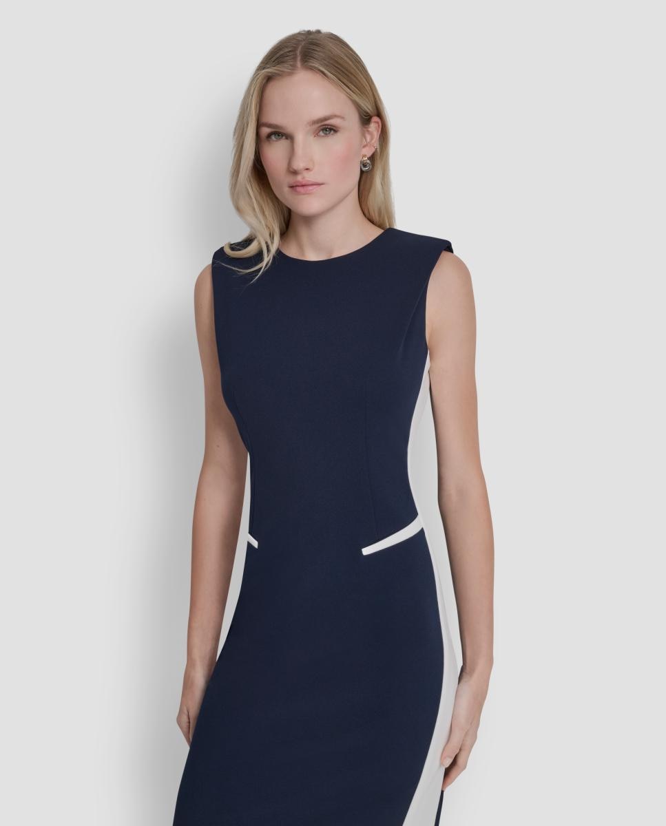 Vestido curto sem mangas Azul-2