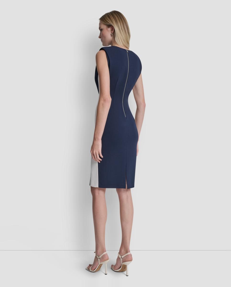 Vestido curto sem mangas Azul-4