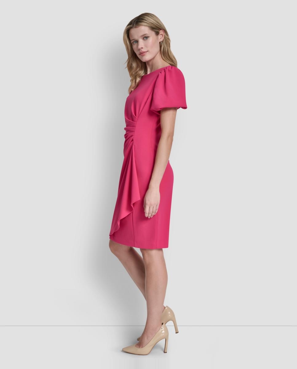 Vestido Curto de Mangas em Balão Rosa-5
