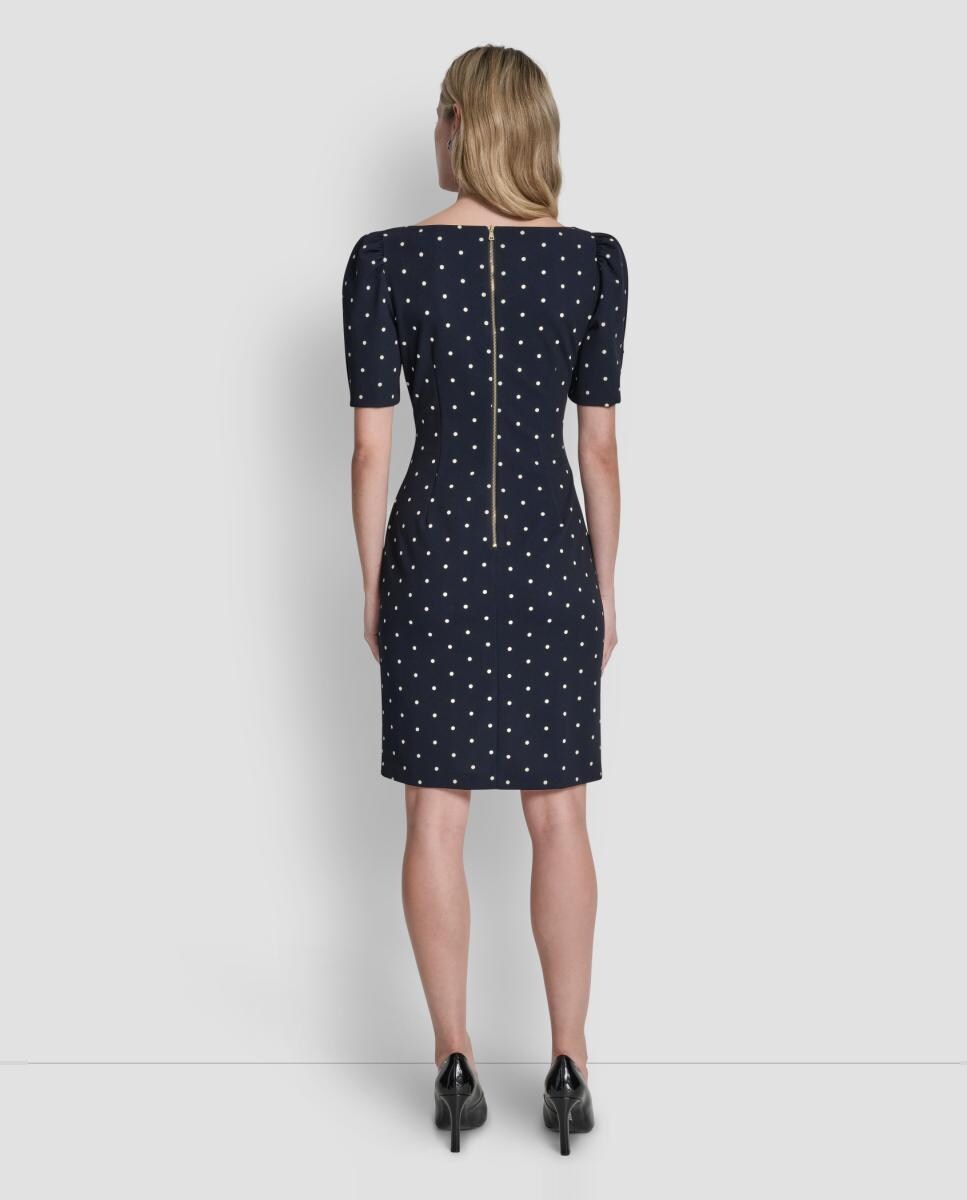 Vestido curto às bolinhas Preto-3