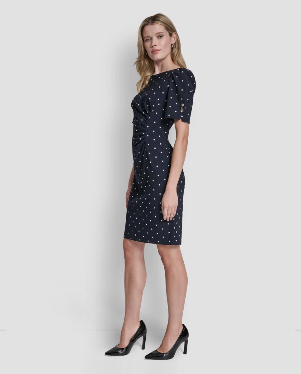 Vestido curto às bolinhas Preto-5