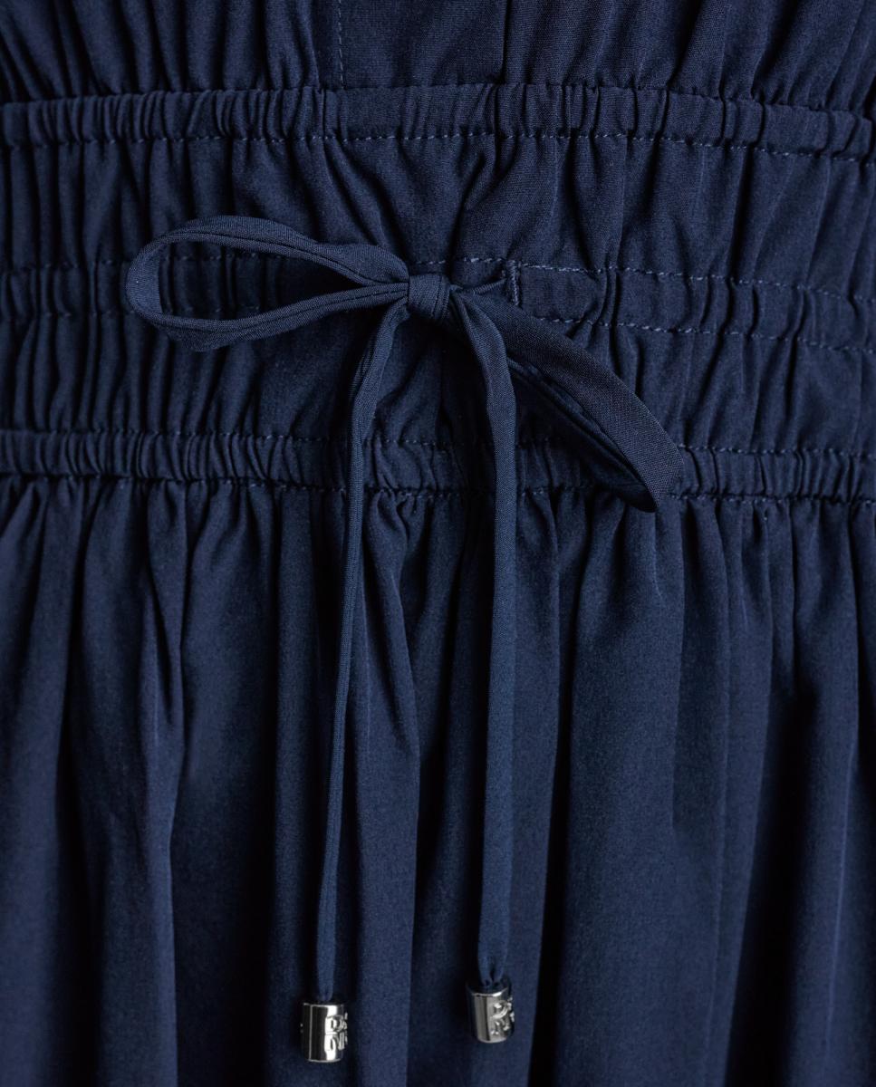 Vestido Curto de Mangas em Balão Azul-2