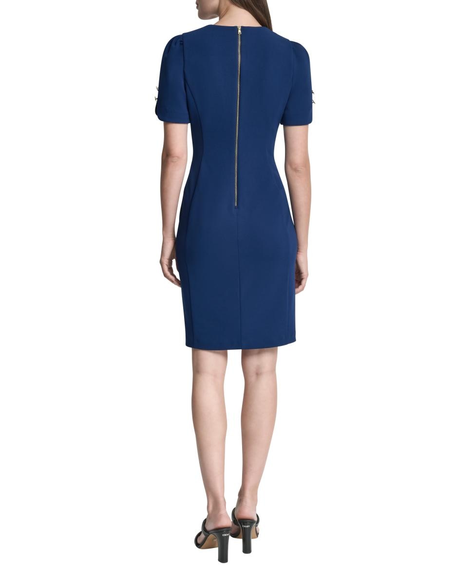Vestido Curto de Silhueta Justa Azul-5