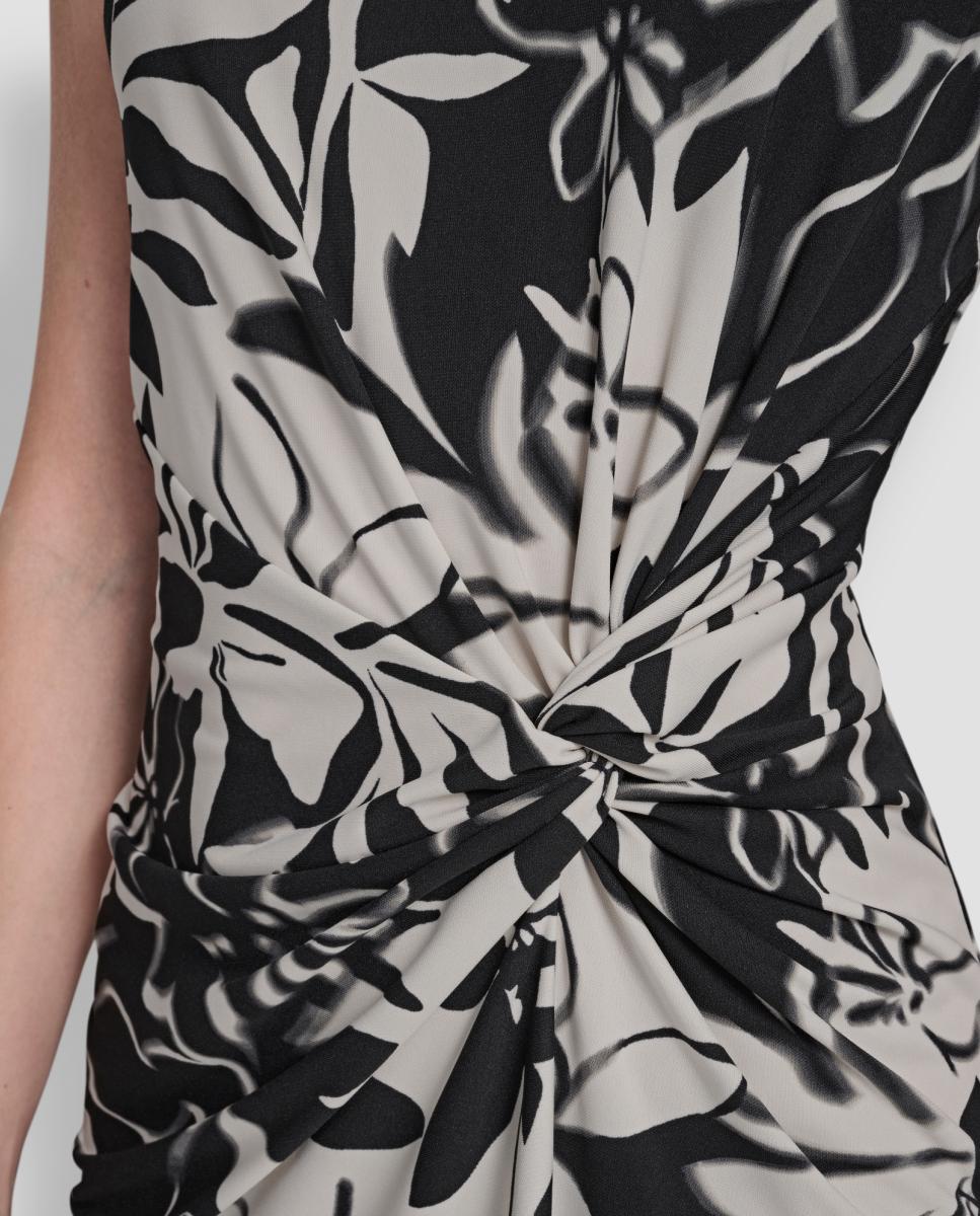 Vestido Midi com Estampado Floral Preto-2
