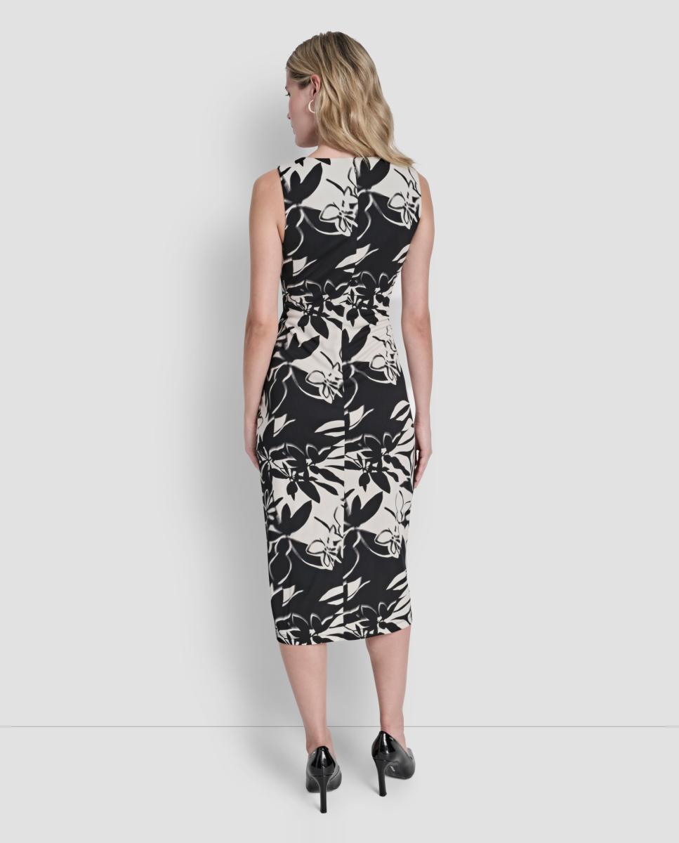 Vestido Midi com Estampado Floral Preto-3