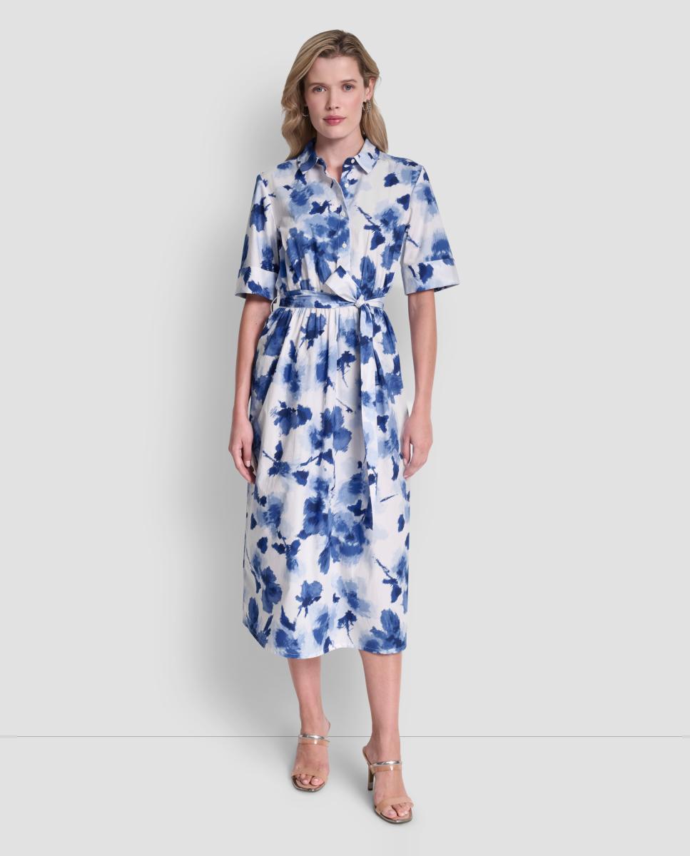 Imagem 0 de Vestido Camiseiro Midi com Estampado Floral