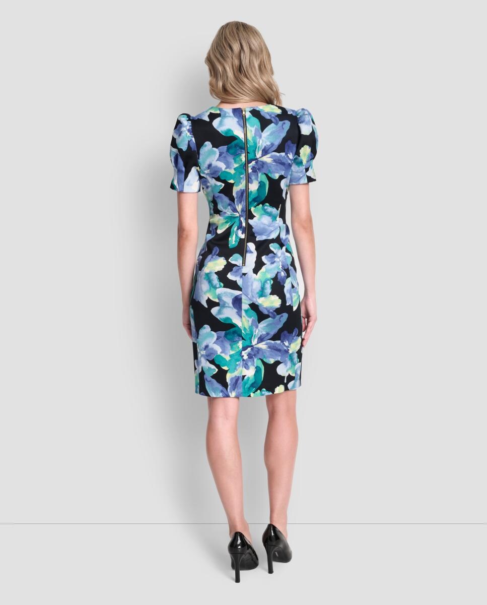 Vestido curto com estampado floral Multicolor-3