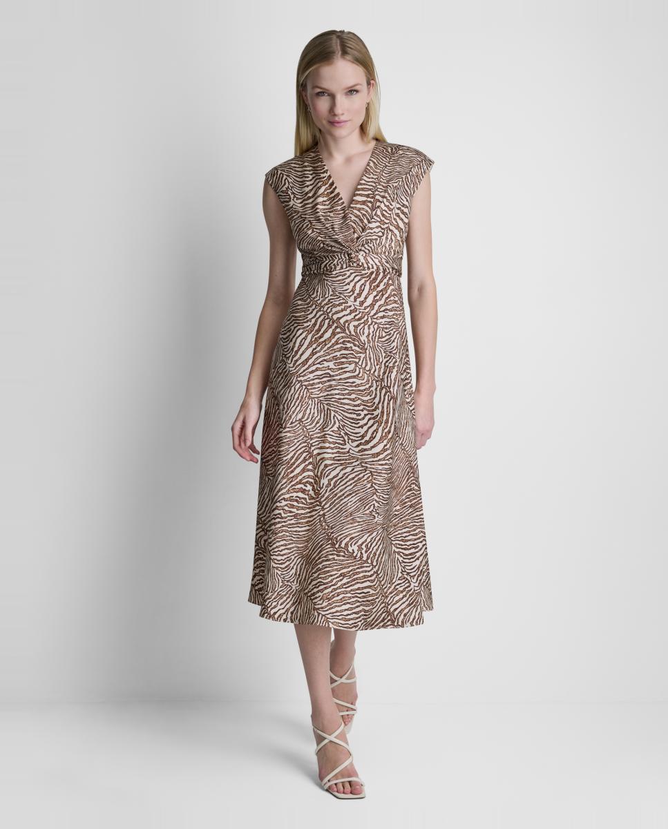 Imagem 0 de Vestido Midi sem Mangas e com Decote em Bico