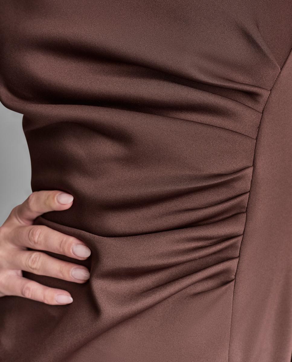 Vestido Curto sem Mangas Castanho-2