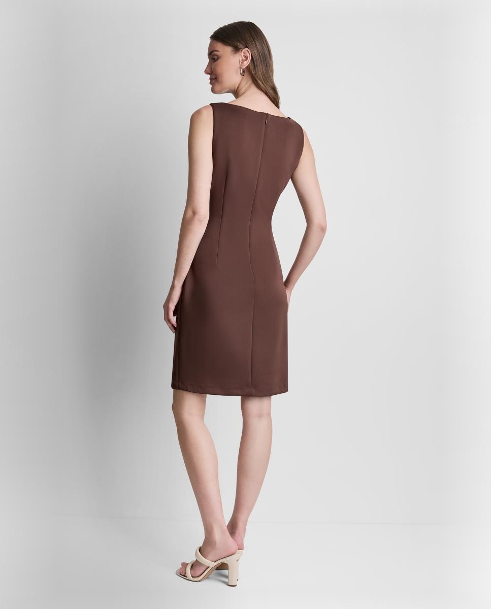 Vestido Curto sem Mangas Castanho-4