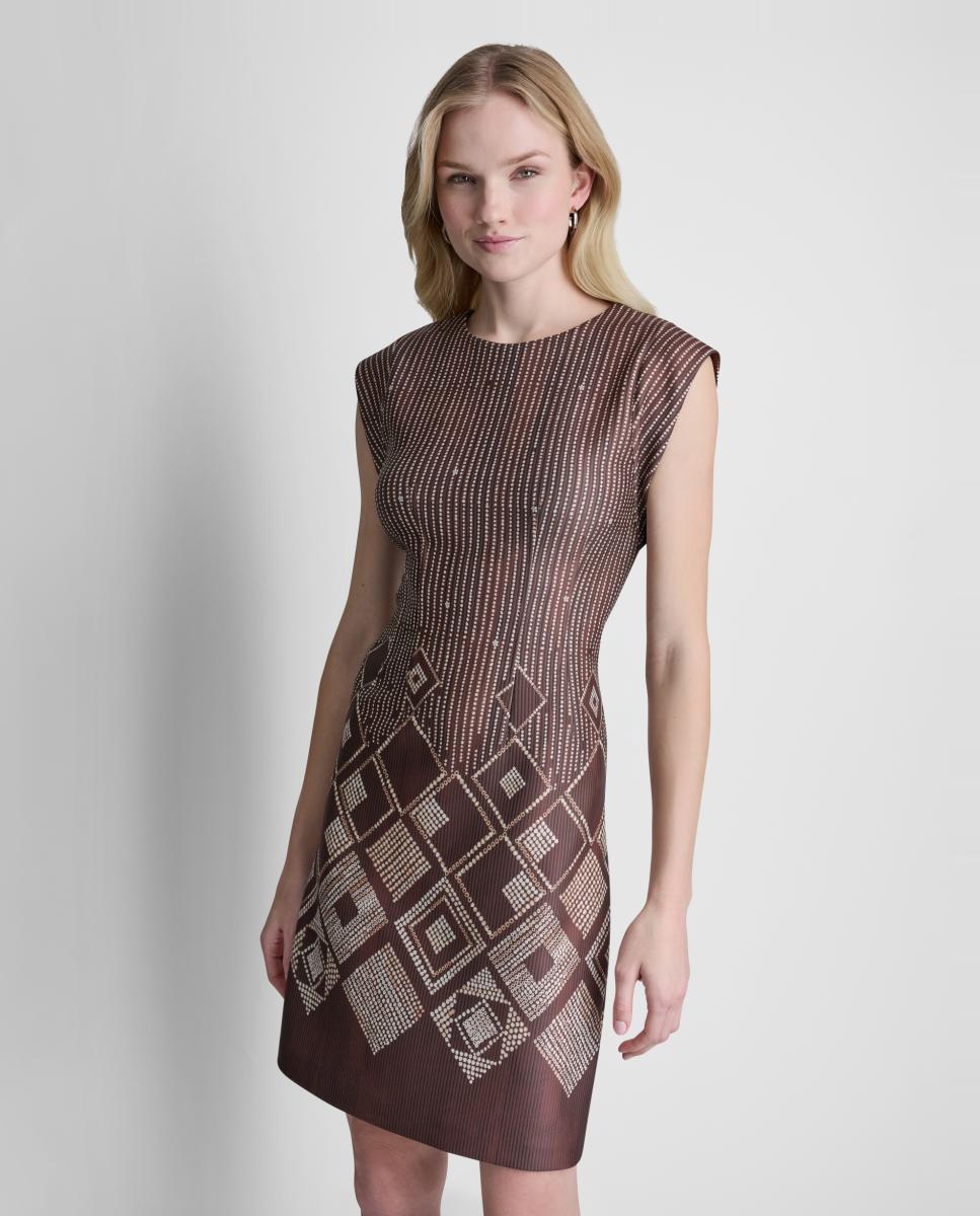 DKNY - Vestido corto sin mangas con cuello redondo de mujer.