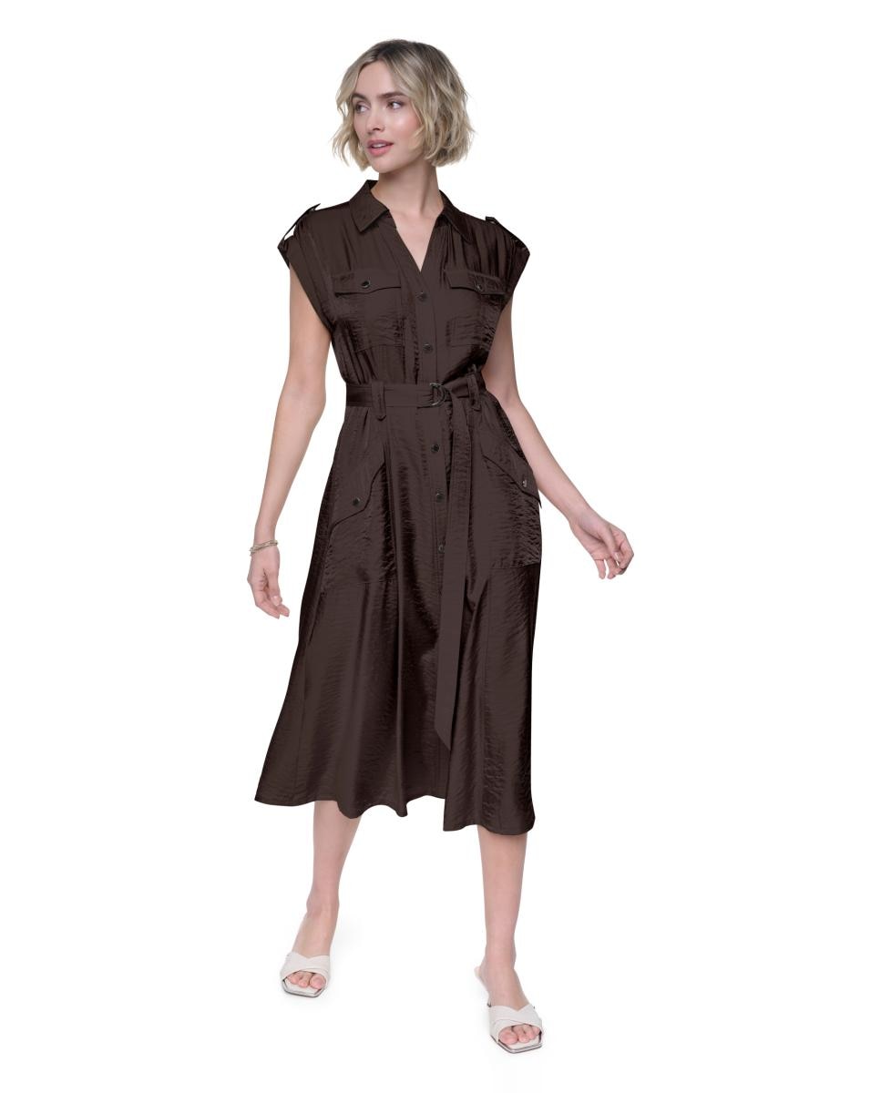DKNY - Vestido midi tipo cargo de mujer.