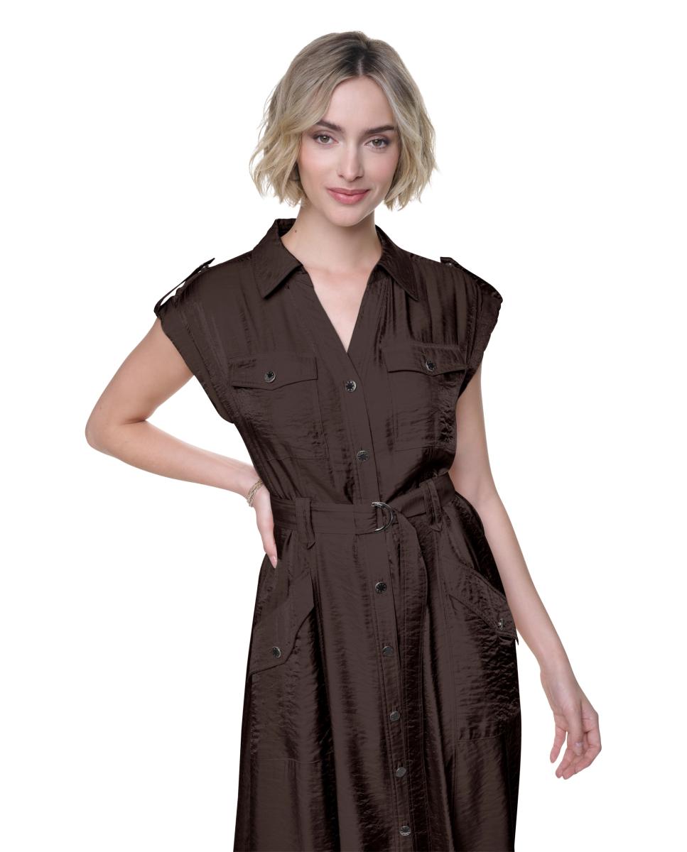 Vestido Midi Tipo Cargo Castanho-escuro-2