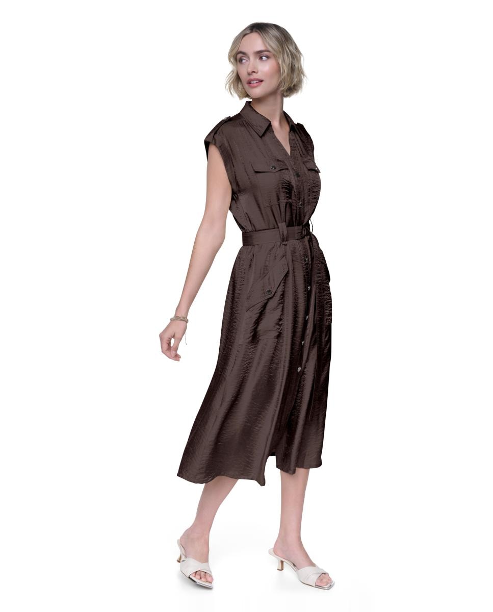 Vestido Midi Tipo Cargo Castanho-escuro-5