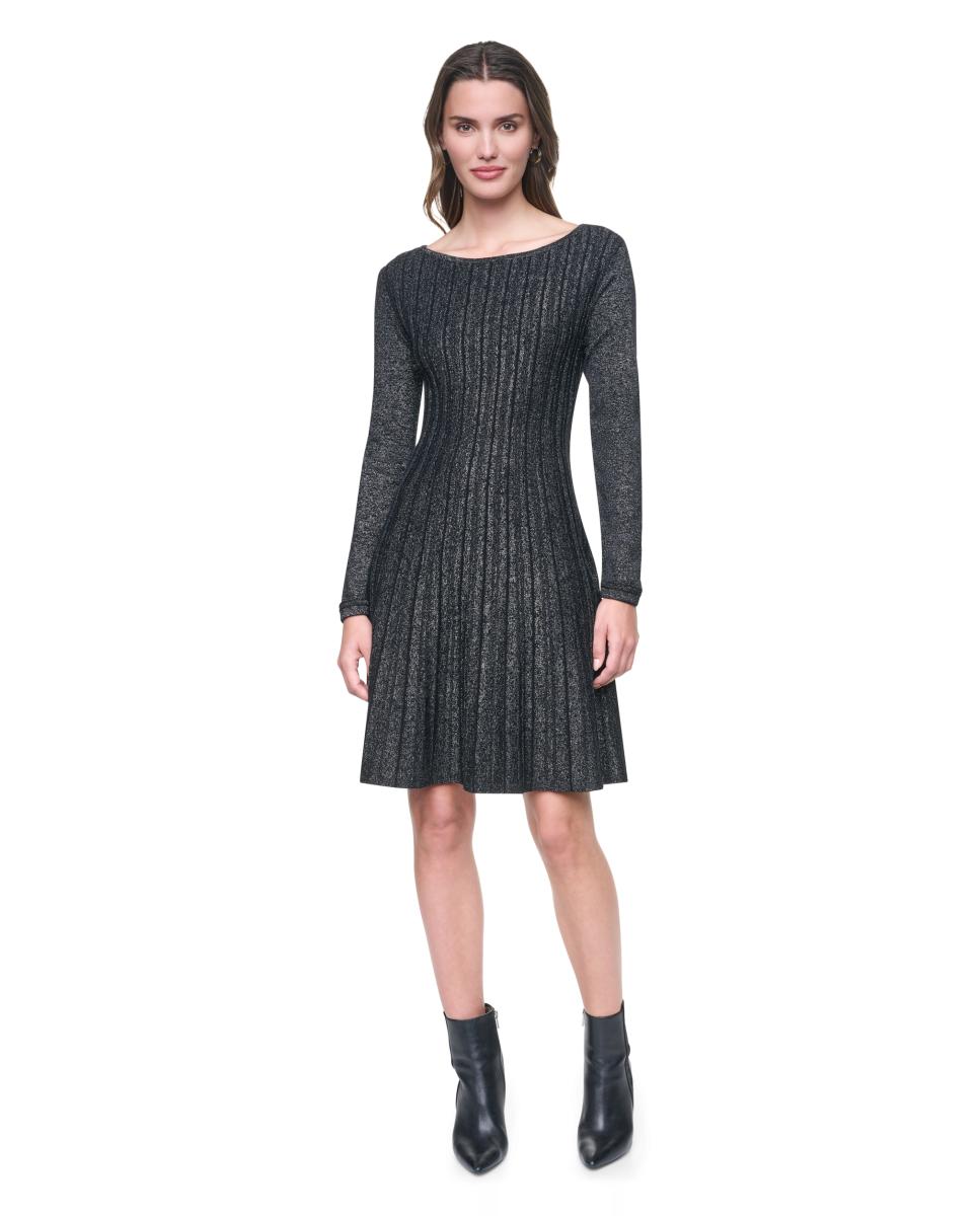 Imagen 0 de Vestido de punto brillante Negro