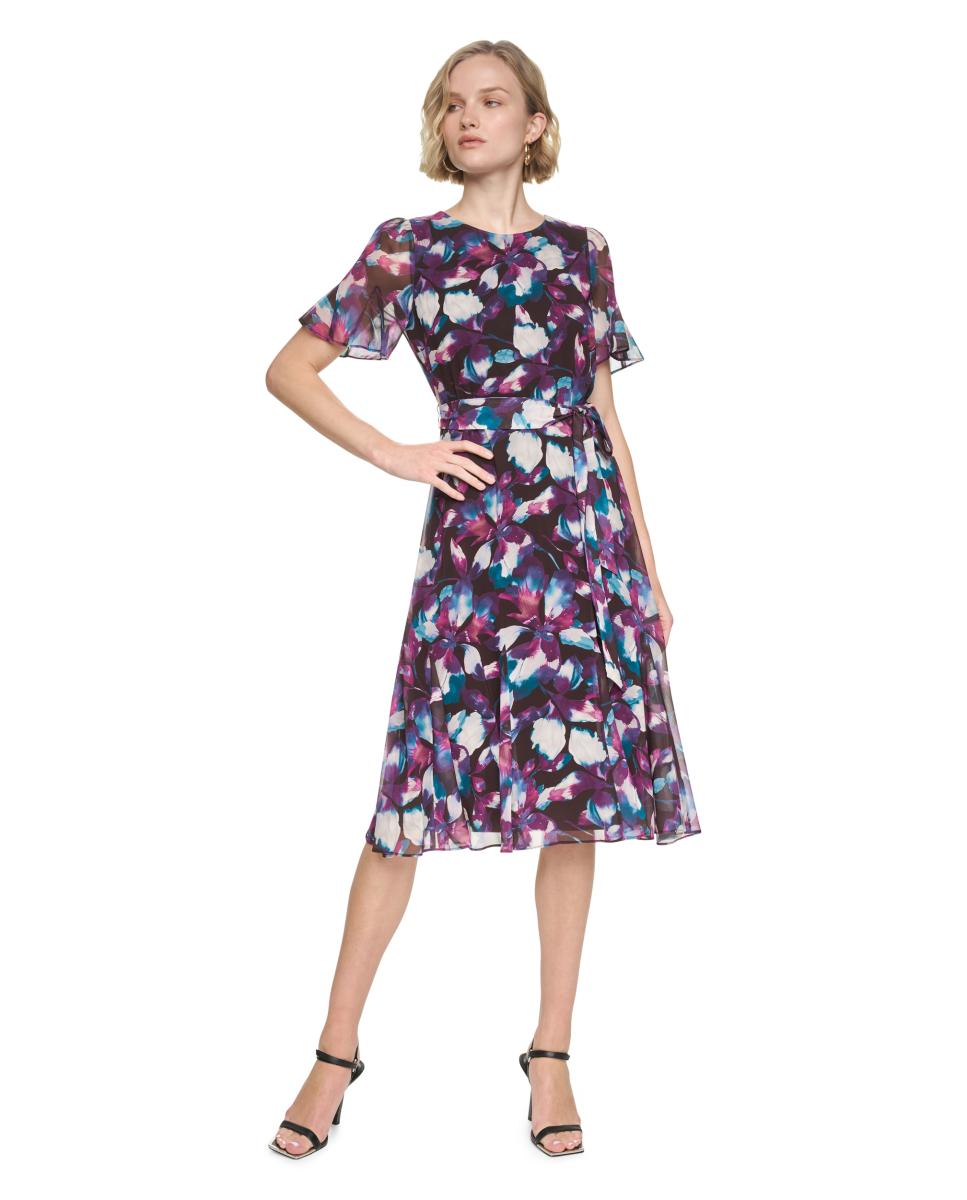 Imagem 0 de Vestido Midi Fluido com Manga Curta