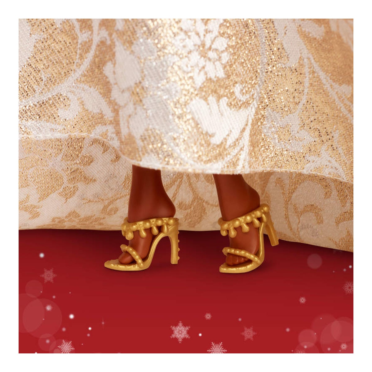 Barbie Signature Barbie Felices fiestas 2025 pelo negro con vestido dorado y plateado Mattel 5