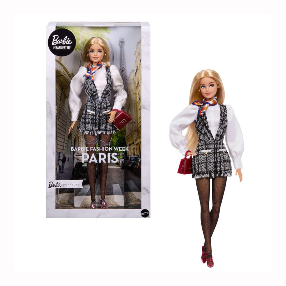 Barbie Signature BStyle Viaje París, muñeca coleccionable con look inspirado en la moda parisina, accesorios exclusivos y detalles premium 1