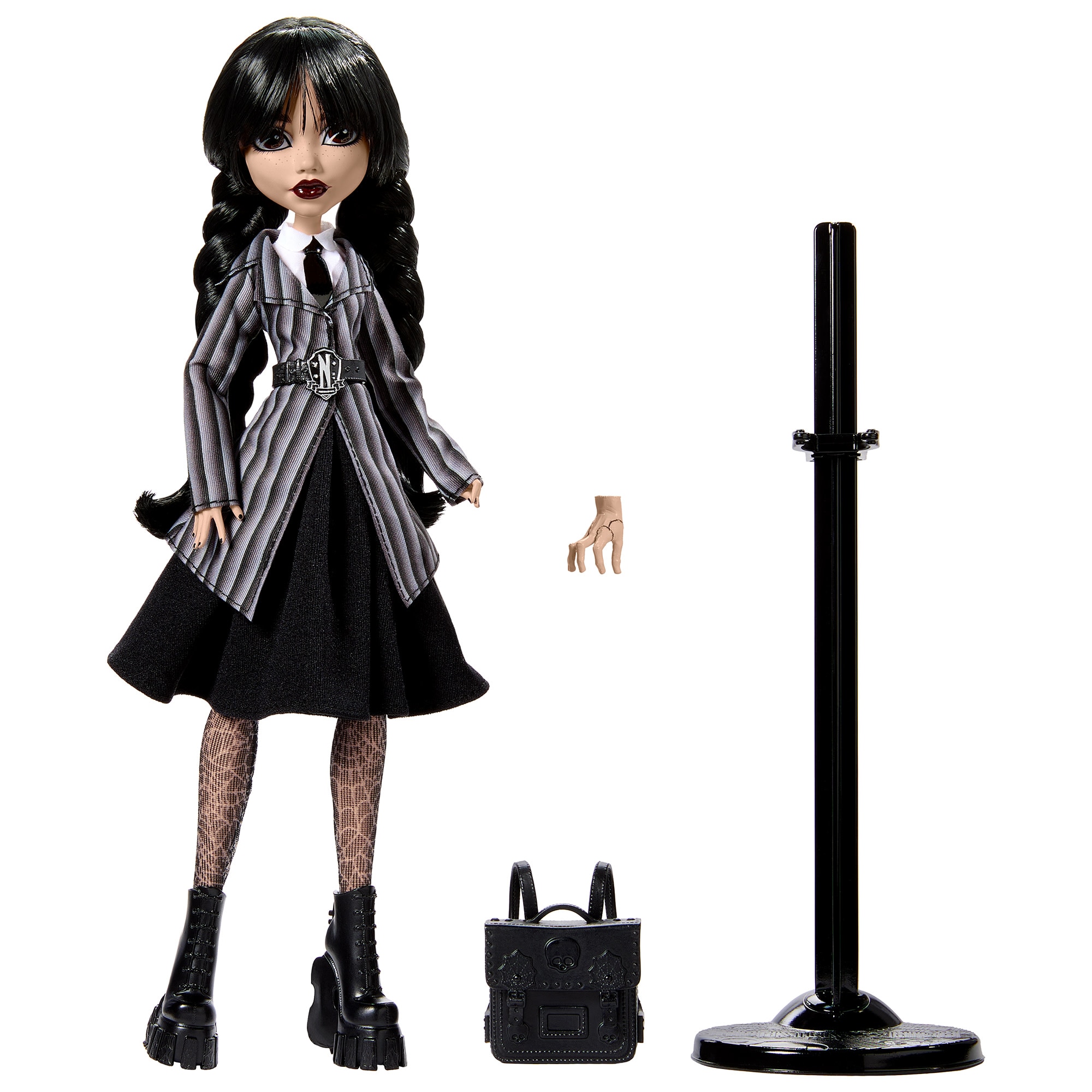Muñeca con uniforme escolar negro Academia Nevermore Miércoles Monster High 5