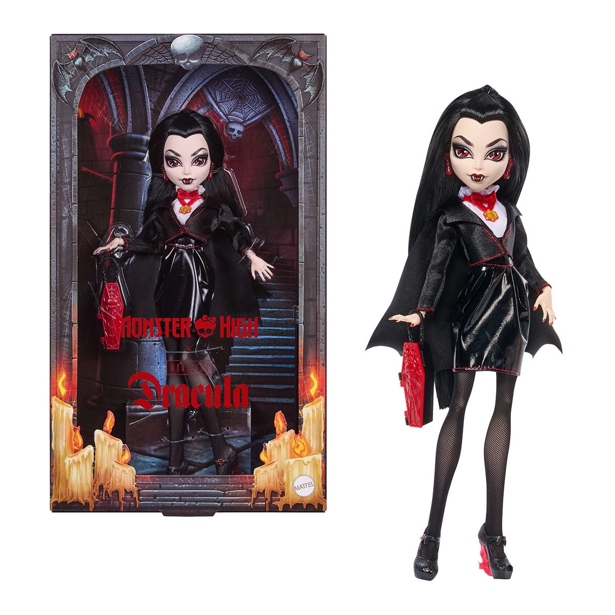 Muñeca Drácula de colección con detalles premium y embalaje de exposición para fans de la serie Monster High 1