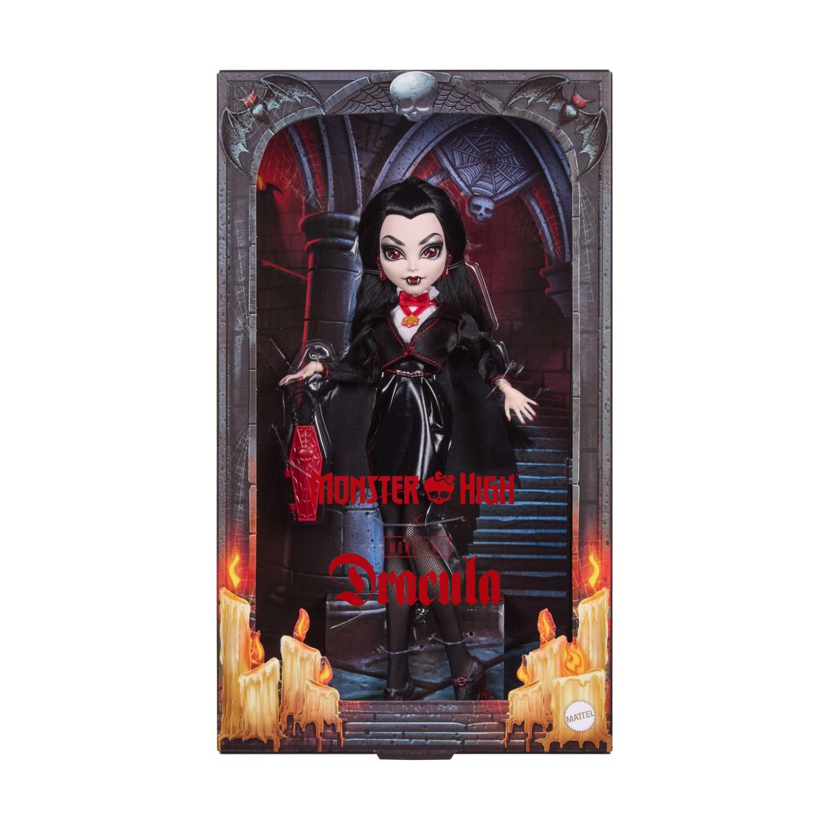 Muñeca Drácula de colección con detalles premium y embalaje de exposición para fans de la serie Monster High 6