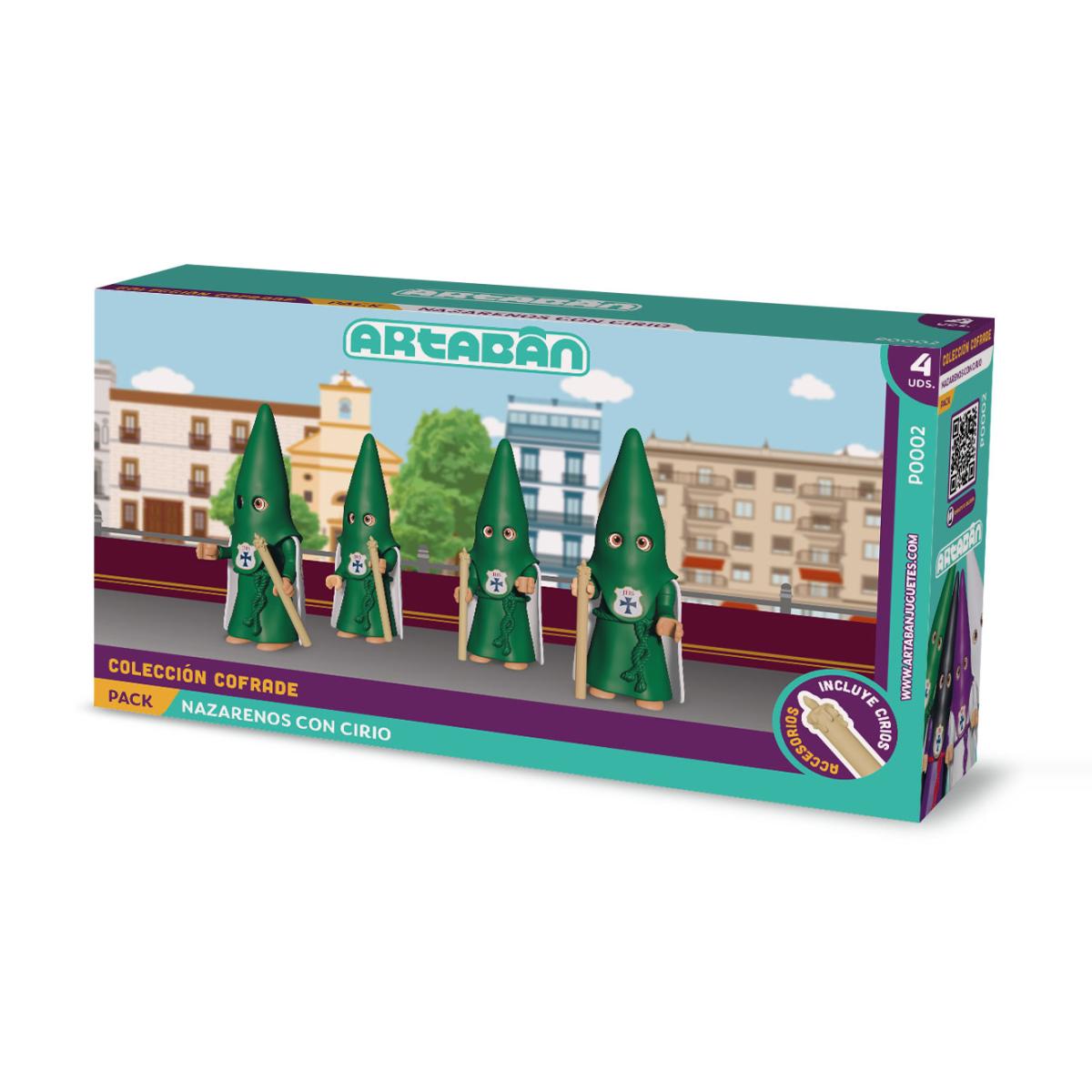 Imagen 0 de Pack 4 figuras Nazarenos con Cirio Hermandad de capa verde Artabán