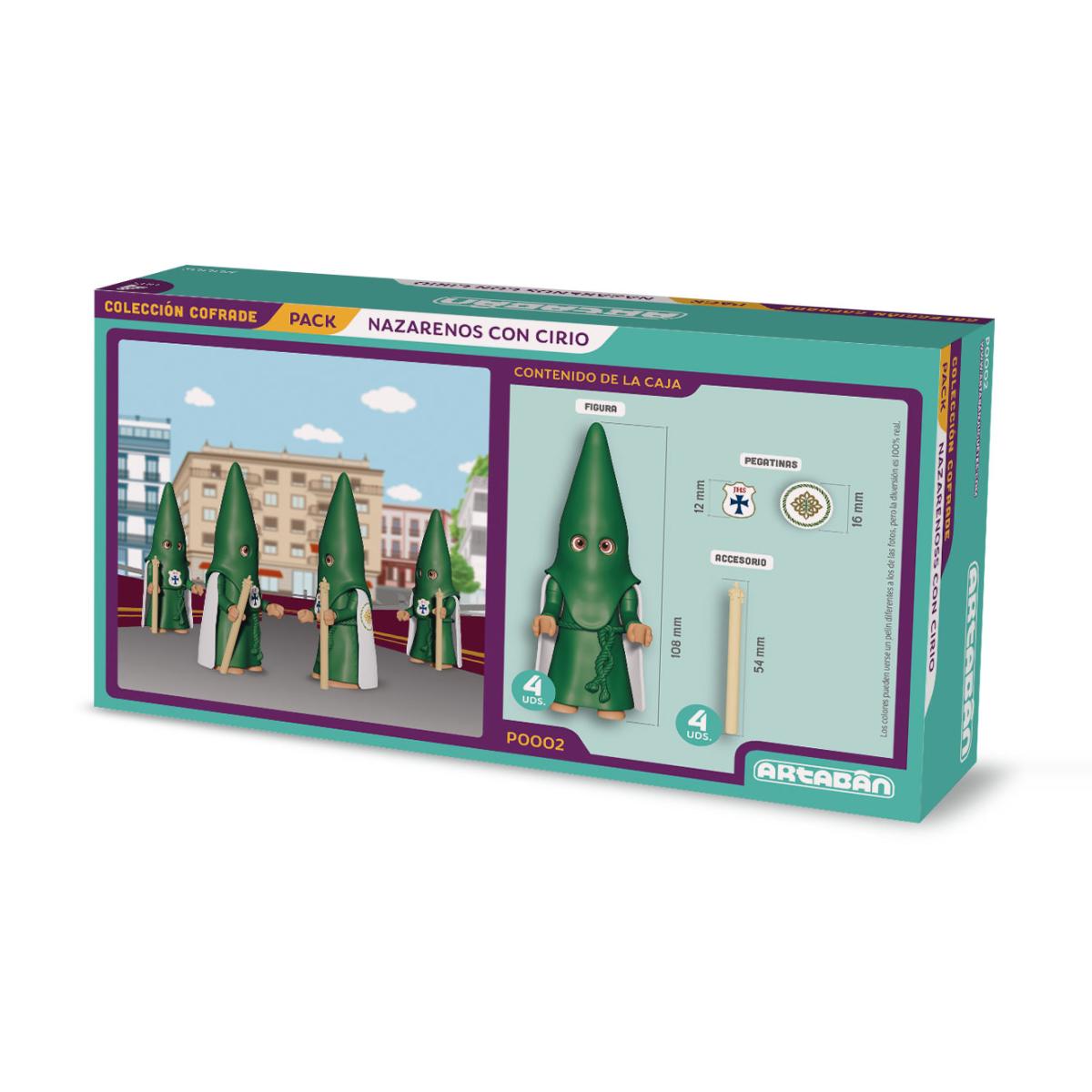 Pack 4 figuras Nazarenos con Cirio Hermandad de capa verde Artabán 2