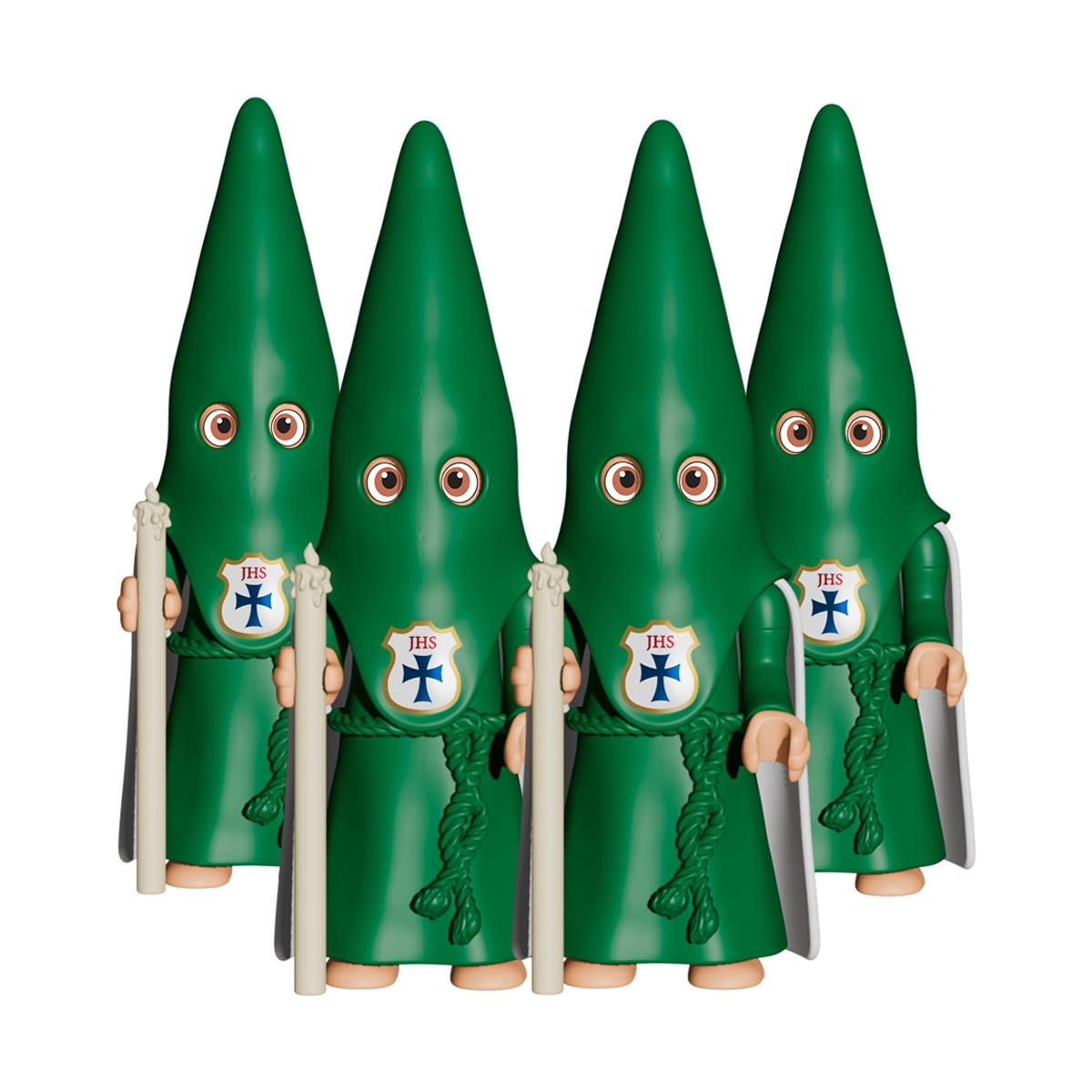 Pack 4 figuras Nazarenos con Cirio Hermandad de capa verde Artabán 3